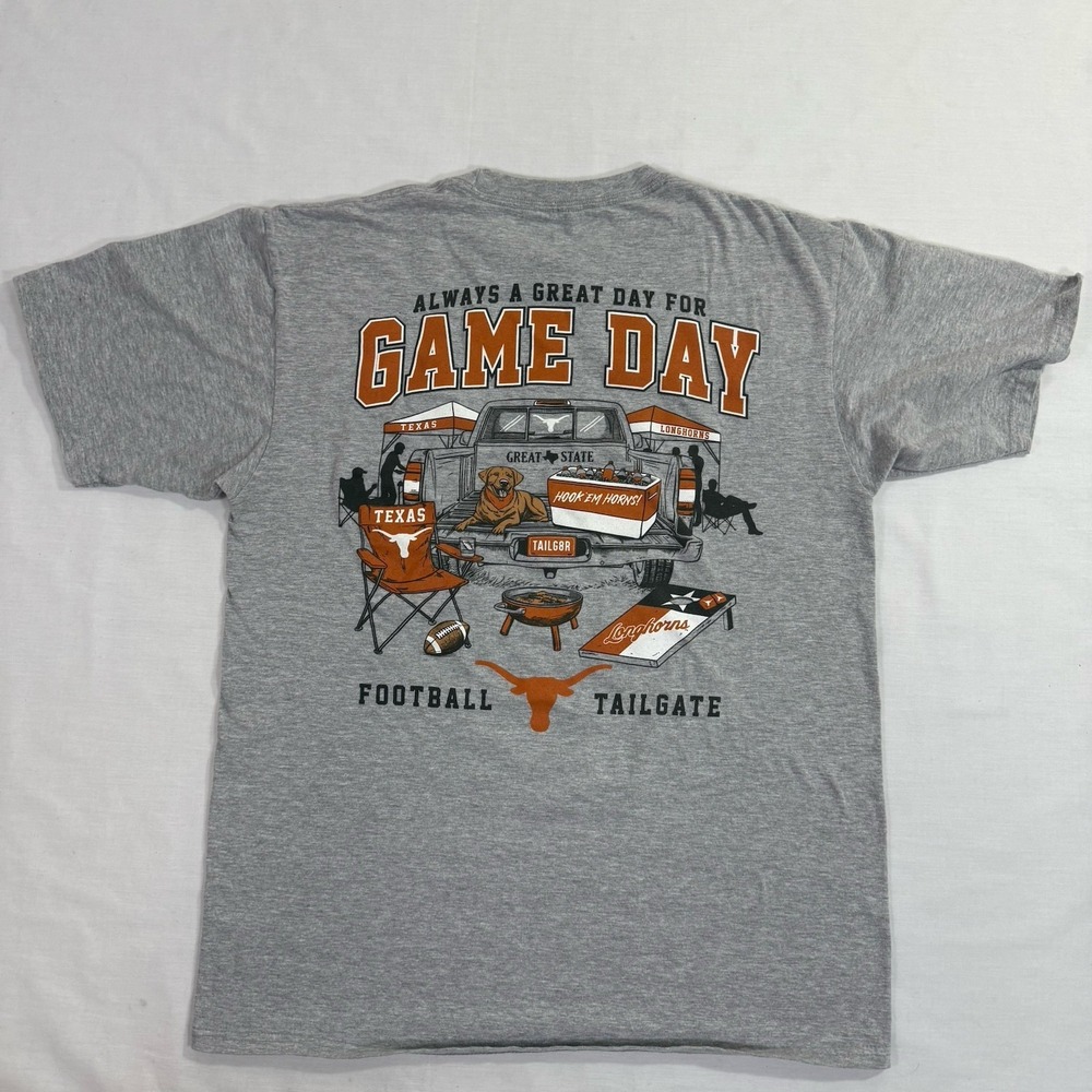 Great State Clothing TEXAS LONGHORNS Men Tee Shirt Gray Size Medium 100% Cotton